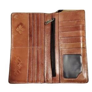 Patricia Nash wallet. Tan tooled leather.